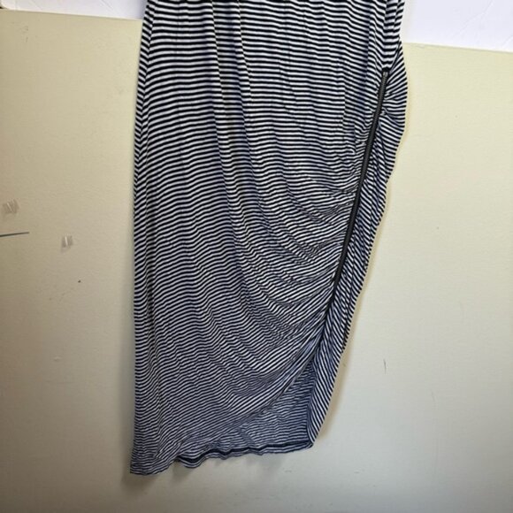 Jacob Vintage Side Zip Slit Ruched Dress Stripe Sheath Drapey Lightweight Crew L - Picture 10 of 15